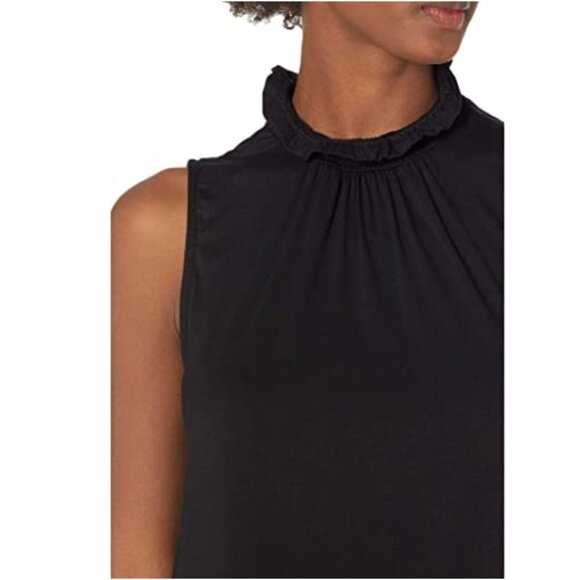 Vince Camuto True Black Smocked Ruffles Sleeveless Knit Pullover Top - Picture 3 of 7